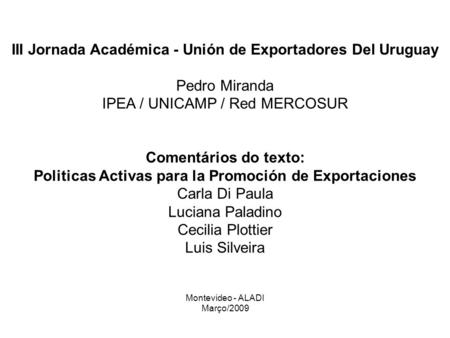III Jornada Académica - Unión de Exportadores Del Uruguay