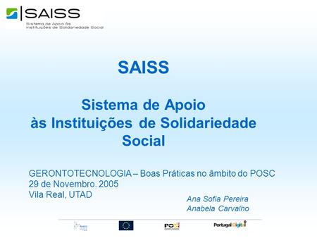 SAISS Sistema de Apoio às Instituições de Solidariedade Social
