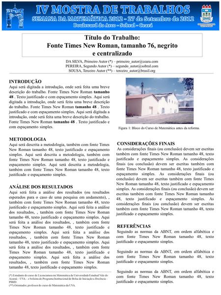 Fonte Times New Roman, tamanho 76, negrito