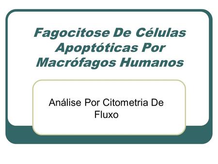 Fagocitose De Células Apoptóticas Por Macrófagos Humanos