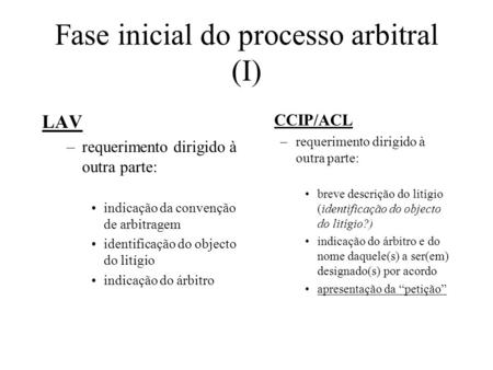 Fase inicial do processo arbitral (I)