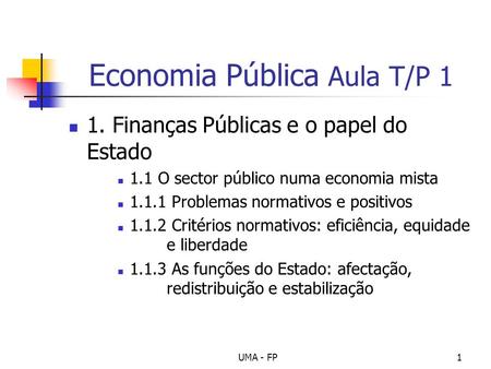 Economia Pública Aula T/P 1