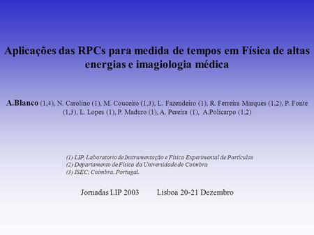 Jornadas LIP 2003 Lisboa Dezembro