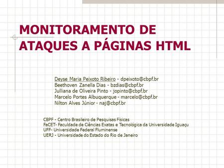 MONITORAMENTO DE ATAQUES A PÁGINAS HTML