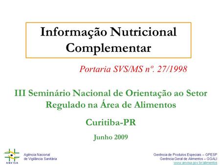 Informação Nutricional Complementar