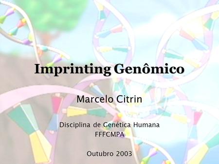Marcelo Citrin Disciplina de Genética Humana FFFCMPA Outubro 2003