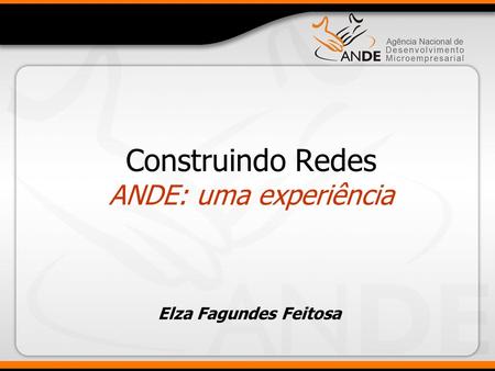 Construindo Redes ANDE: uma experiência Elza Fagundes Feitosa.