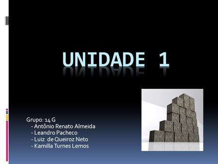 UNIDADE 1 Grupo: 14 G - Antônio Renato Almeida - Leandro Pacheco
