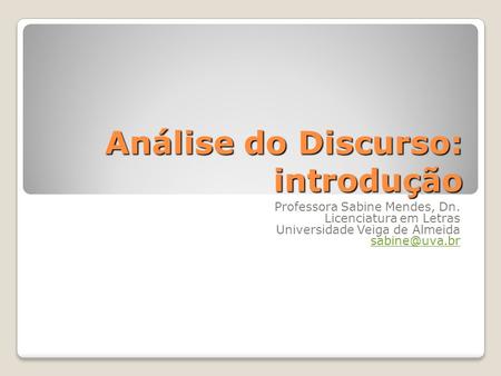 Análise do Discurso: introdução