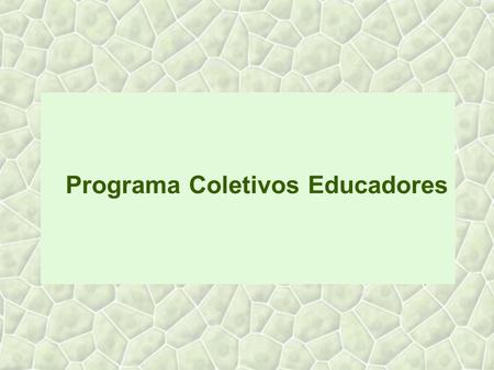 Programa Coletivos Educadores. Relação COLETIVO - COMVIDAS COLETIVO COM-VIDA um diálogo permanente...