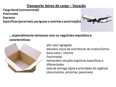 Transporte Aéreo de carga – Vocação