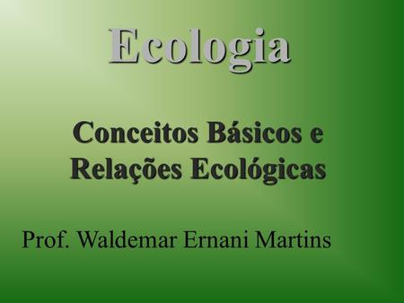 Conceitos Básicos e Relações Ecológicas