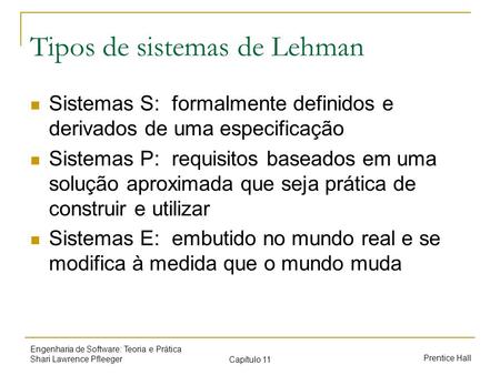 Tipos de sistemas de Lehman