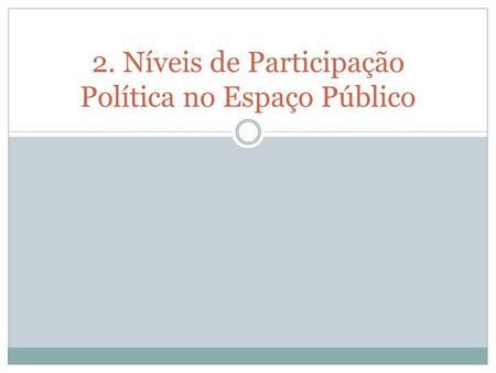 2. Níveis de Participação Política no Espaço Público