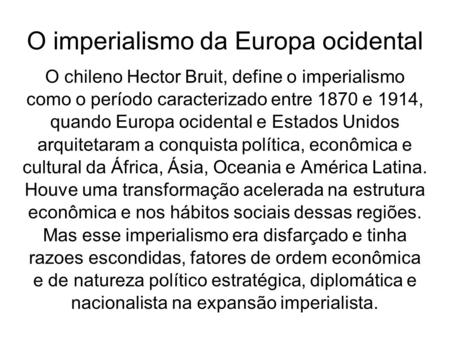 O imperialismo da Europa ocidental