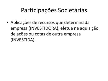 Participações Societárias