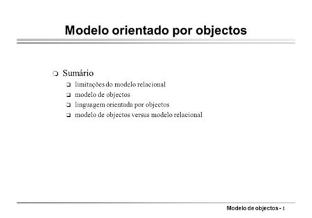 Modelo orientado por objectos
