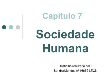 Sociedade Humana Trabalho realizado por : Sandra Mendes nº LECN
