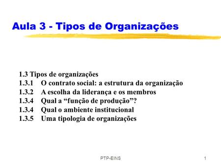 Aula 3 - Tipos de Organizações