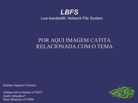LBFS Low-bandwidth Network File System POR AQUI IMAGEM CATITA RELACIONADA COM O TEMA Instituto Superior Técnico Adriano Alves Simões nº53813 André Almeida.