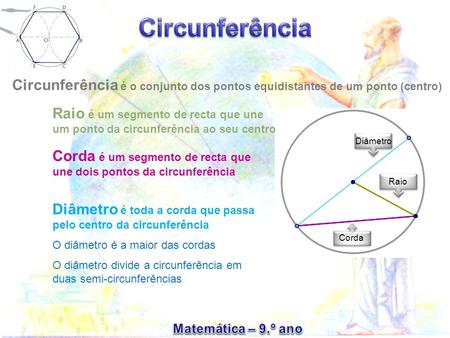 Corda é um segmento de recta que une dois pontos da circunferência
