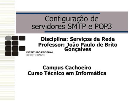 Configuração de servidores SMTP e POP3