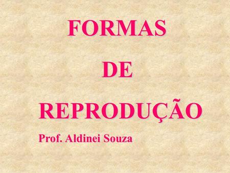 FORMAS DE REPRODUÇÃO Prof. Aldinei Souza.