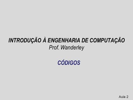 INTRODUÇÃO À ENGENHARIA DE COMPUTAÇÃO Prof. Wanderley