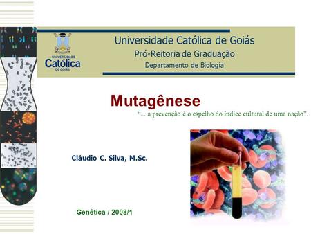 Mutagênese Universidade Católica de Goiás Pró-Reitoria de Graduação