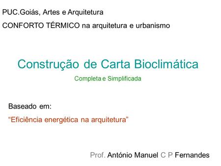 Construção de Carta Bioclimática