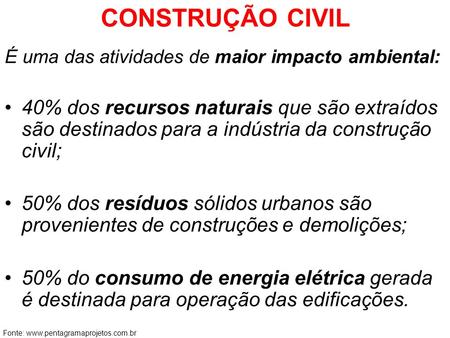 CONSTRUÇÃO CIVIL É uma das atividades de maior impacto ambiental: