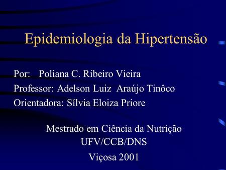 Epidemiologia da Hipertensão