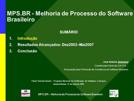 MPS.BR - Melhoria de Processo do Software Brasileiro