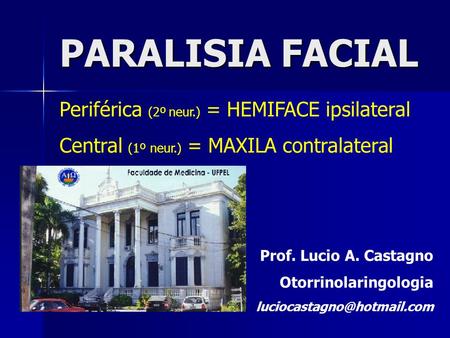 PARALISIA FACIAL Periférica (2º neur.) = HEMIFACE ipsilateral