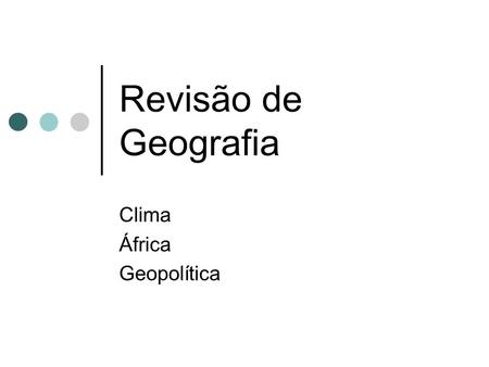 Clima África Geopolítica