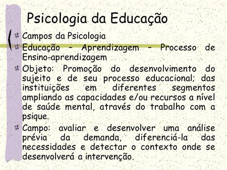 Psicologia da Educação