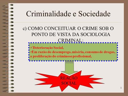 Criminalidade e Sociedade