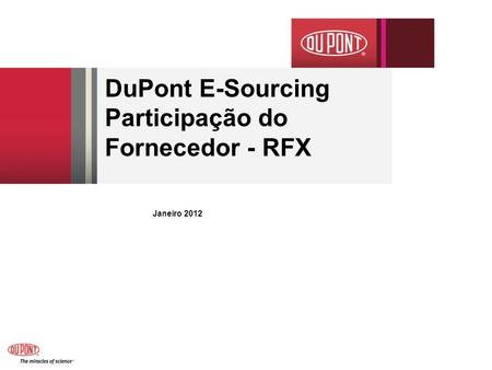 DuPont E-Sourcing Participação do Fornecedor - RFX