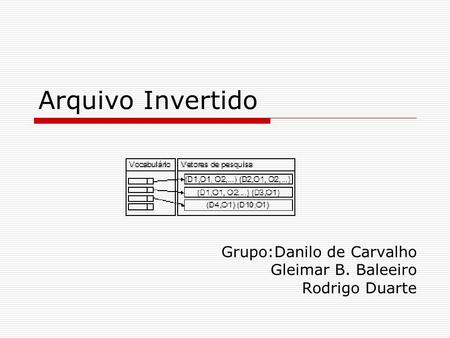 Grupo:Danilo de Carvalho Gleimar B. Baleeiro Rodrigo Duarte