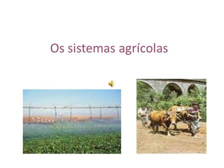 Os sistemas agrícolas.