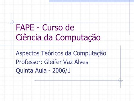 FAPE - Curso de Ciência da Computação