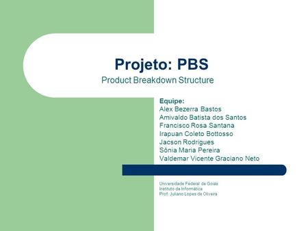 Product Breakdown Structure