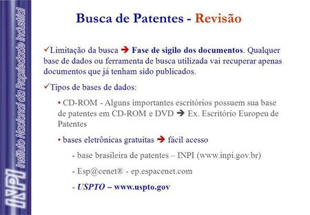 Busca de Patentes - Revisão
