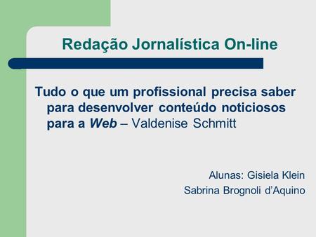 Redação Jornalística On-line