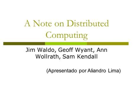 A Note on Distributed Computing