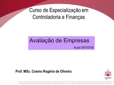 Prof. MSc. Cosmo Rogério de Oliveira