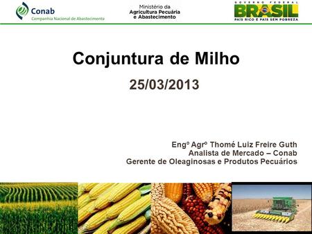 Conjuntura de Milho 25/03/2013 Engº Agrº Thomé Luiz Freire Guth