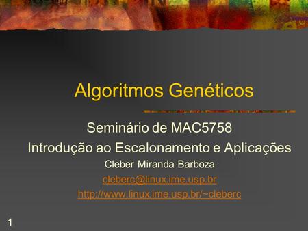 Algoritmos Genéticos Seminário de MAC5758