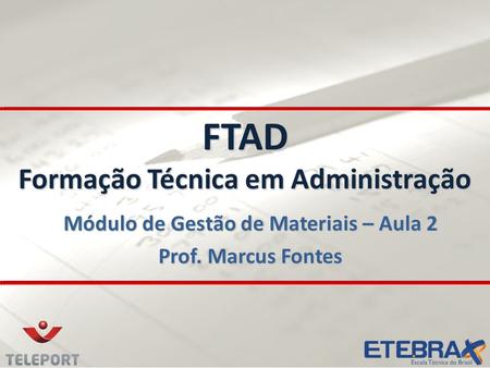 FTAD Formação Técnica em Administração