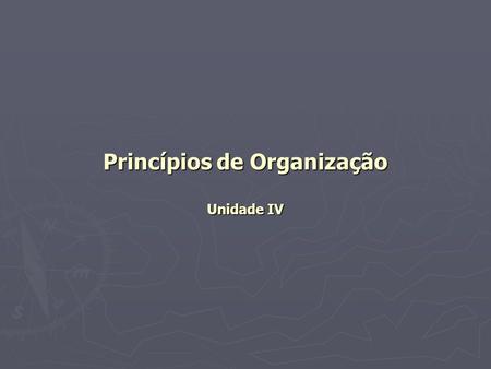 Princípios de Organização Unidade IV